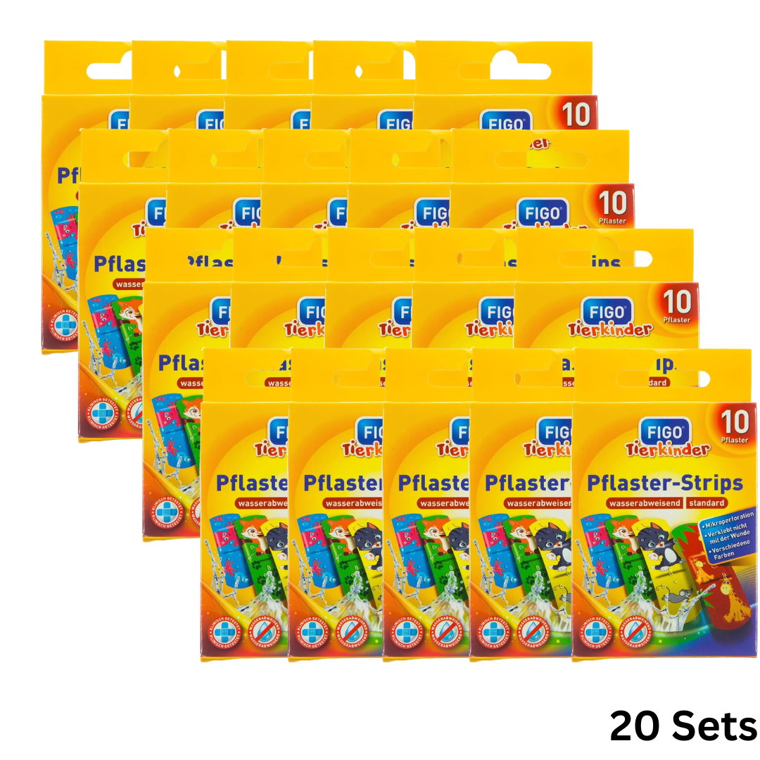 20 Sets Tierkinder Pflaster-Strips –  20 x 10 Pflaster mit Tiermotiven