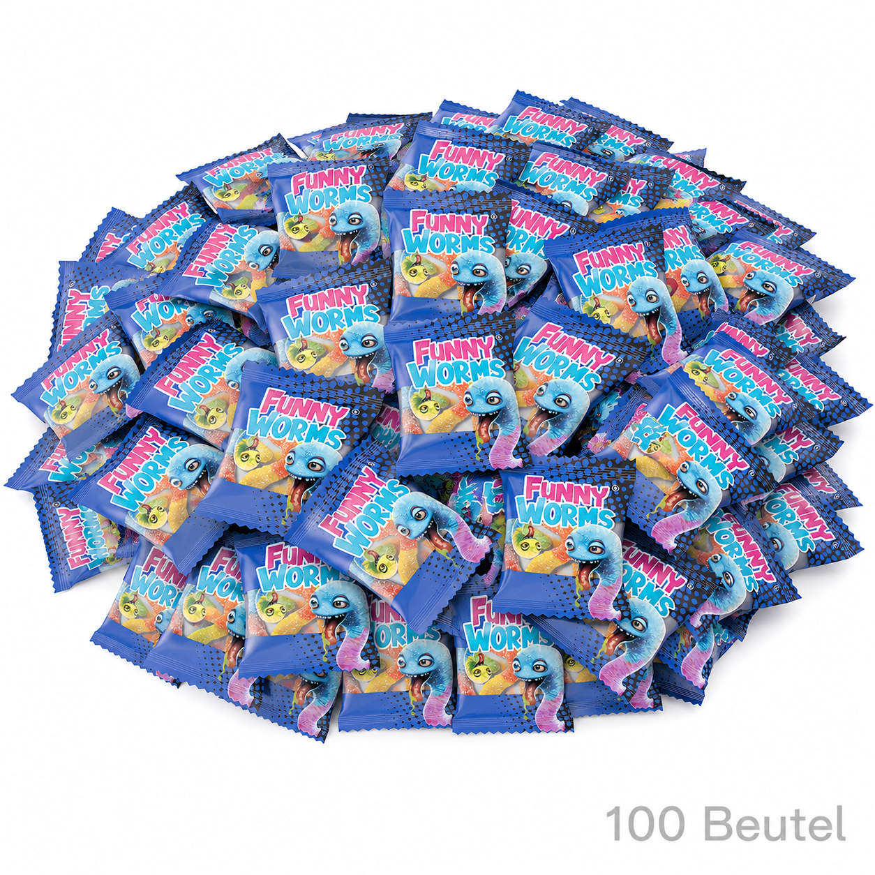 Funny Worms Fruchtgummi einzeln verpackt – Bunte, saure Fruchtgummi Würmer