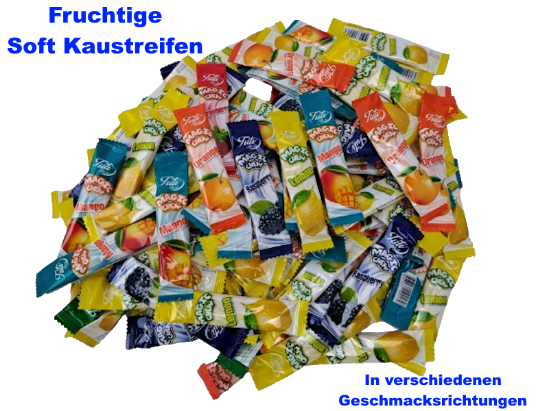 300 Früchte Soft Kaustreifen in 4 Geschmacksrichtungen
