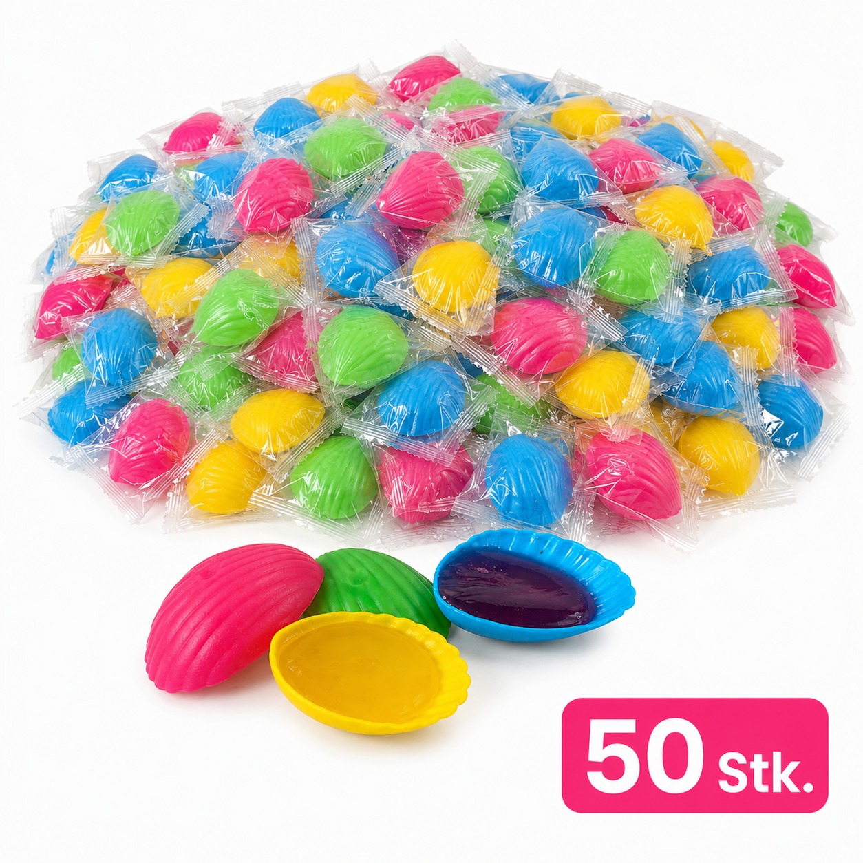 Bunte Schleckmuscheln - einzeln verpackt