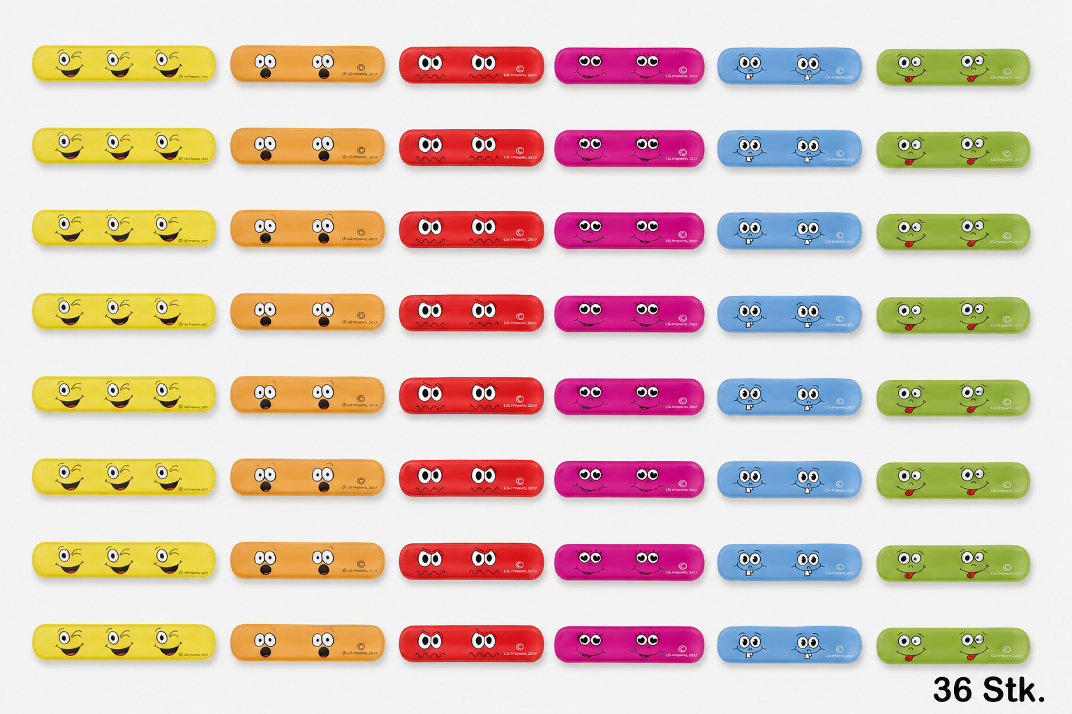 Smiley Schnapparmband 36 Stk.