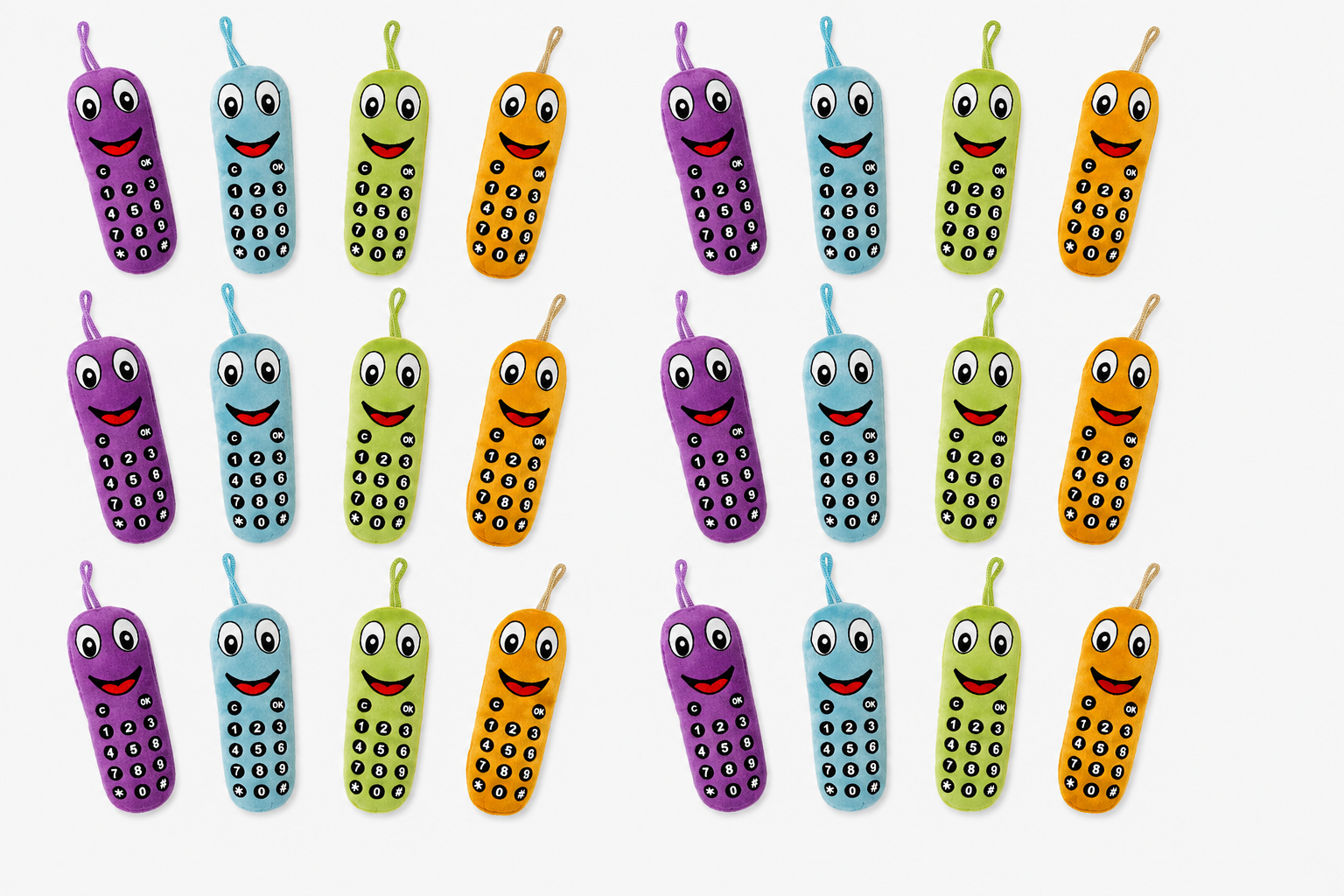 Plüsch Handy – 24er Set – Bunte Stoff-Handys