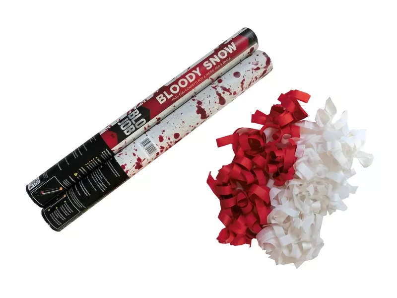 Bloody Snow Flitter Shooter Rot-Weiß 50 cm – Konfetti Kanone mit Papierflitter – Schwer entflammbar