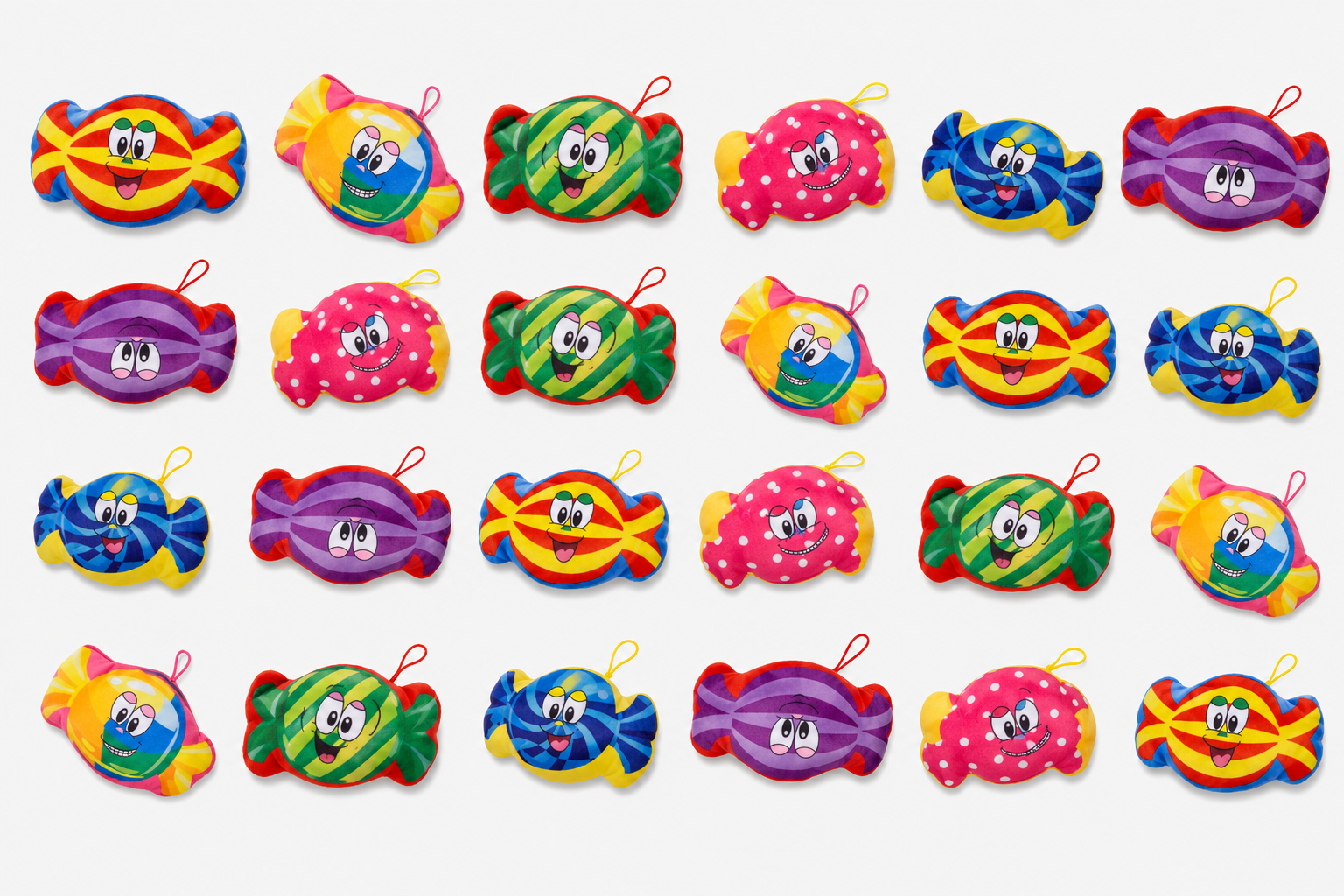 Plüsch Bonbons – 24er Set – Bunte Stoffbonbons