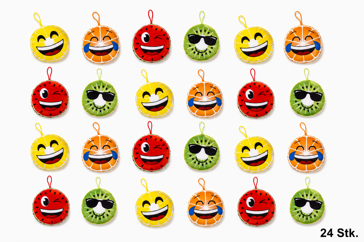 Plüsch Emoji Früchte 24 Stk.